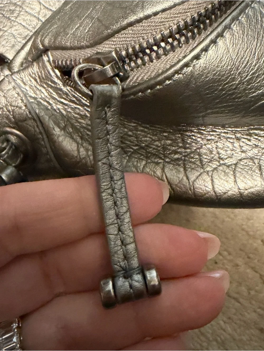 CHANEL Metallic Silver Quilted Leather Crossbody Bag